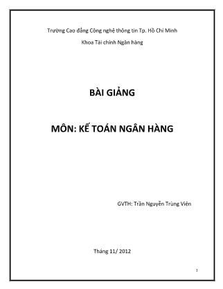 Bài giảng Kế toán ngân hàng - Trần Nguyễn Trùng Viên  (Phần 1)