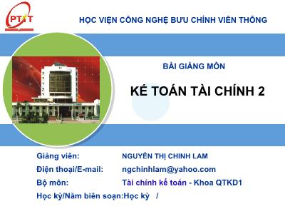 Bài giảng Kế toán tài chính 2 - Nguyễn Thị Chinh Lam