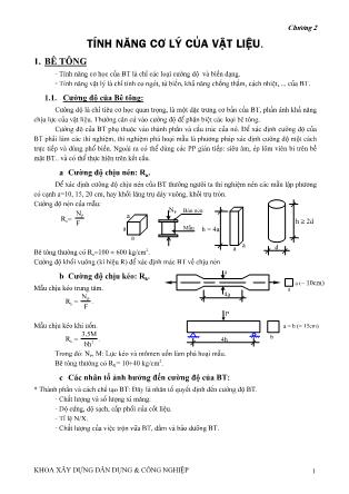 Bài giảng Kết cấu bê tông cốt thép - Chương 2: Các tính năng cơ lý của vật liệu