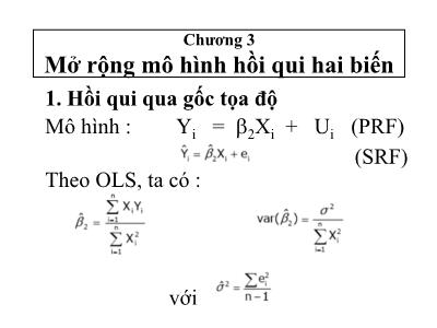 Bài giảng Kinh tế lượng - Chương 3: Mở rộng mô hình hồi qui hai biến