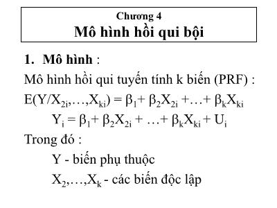 Bài giảng Kinh tế lượng - Chương 4: Mô hình hồi qui bội