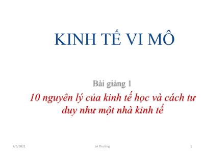 Bài giảng Kinh tế vi mô - Lê Thương