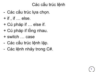 Bài giảng Lập trình C: Các cấu trúc lệnh