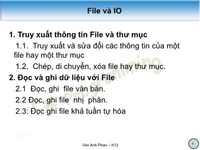 Bài giảng Lập trình C: File và IO