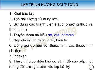 Bài giảng Lập trình C: Lập trình hướng đối tượng