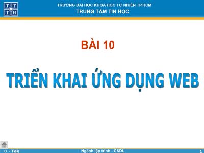 Bài giảng Lập trình Web - Bài 10: Triển khai ứng dụng Web