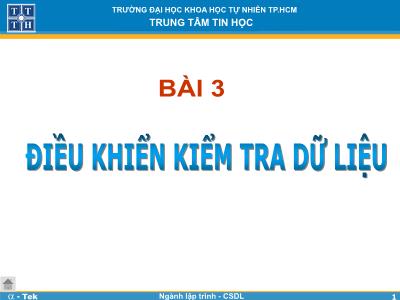 Bài giảng Lập trình Web - Bài 3: Điều khiển kiểm tra dữ liệu