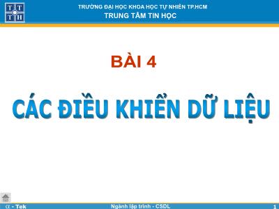 Bài giảng Lập trình Web - Bài 4: Các điều khiển dữ liệu