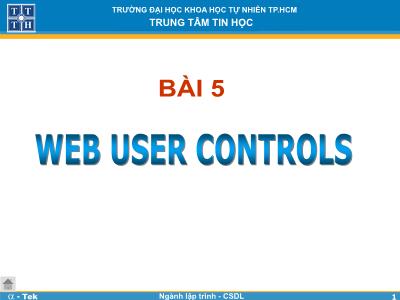 Bài giảng Lập trình Web - Bài 5: Web User Controls