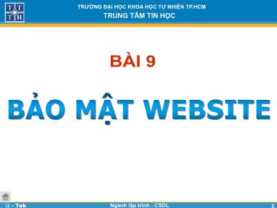 Bài giảng Lập trình Web - Bài 9: Bảo mật Website