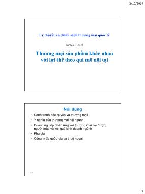 Bài giảng Lý thuyết và chính sách thương mại quốc tế - Chương 6: Thương mại sản phẩm khác nhau với lợi thế theo qui mô nội tại