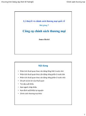 Bài giảng Lý thuyết và chính sách thương mại quốc tế - Chương 7: Công cụ chính sách thương mại