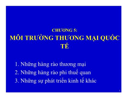 Bài giảng môn học Quản trị kinh doanh quốc tế - Chương 5: Môi trường thương mại quốc tế