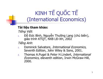 Bài giảng môn Kinh tế quốc tế ( International Economics)