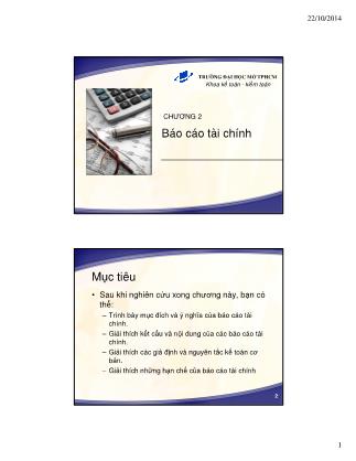 Bài giảng môn Nguyên lý kế toán - Chương 2: Báo cáo tài chính