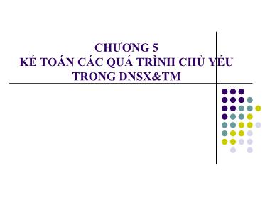 Bài giảng Nguyên lý Kế toán - Chương 5: Kế toán các quá trình chủ yếu trong DNSX & TM - Lê Thị Bích