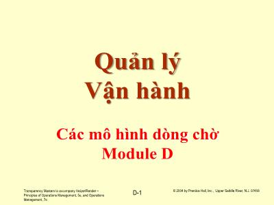 Bài giảng Quản lý Vận hành: Các mô hình dòng chờ Module D