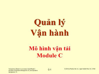 Bài giảng Quản lý Vận hành: Mô hình vận tải Module C