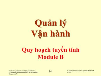 Bài giảng Quản lý Vận hành: Quy hoạch tuyến tính Module B