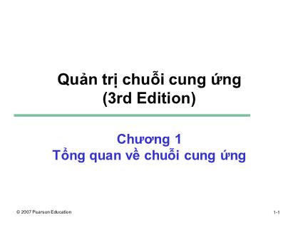 Bài giảng Quản trị chuỗi cung ứng - Chương 1: Tổng quan về chuỗi cung ứng