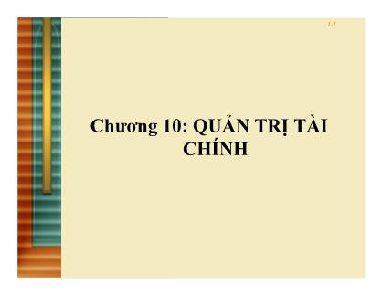 Bài giảng Quản trị kinh doanh - Chương 10: Quản trị tài chính