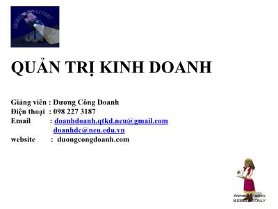 Bài giảng Quản trị kinh doanh - Chương 2: Kinh doanh - Dương Công Doanh