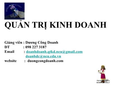 Bài giảng Quản trị kinh doanh - Chương 3: Môi trường kinh doanh - Dương Công Doanh