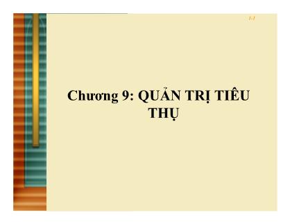 Bài giảng Quản trị kinh doanh - Chương 9: Quản trị tiêu thụ