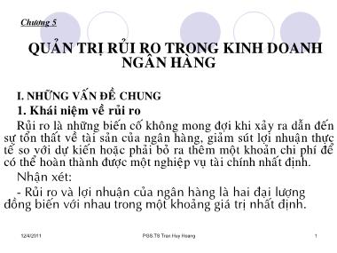 Bài giảng Quản trị ngân hàng - Chương 5: Quản trị rủi ro trong kinh doanh ngân hàng