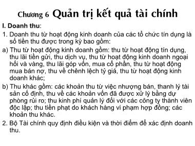 Bài giảng Quản trị ngân hàng - Chương 6: Quản trị kết quả tài chính