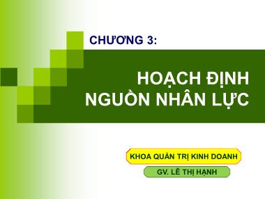 Bài giảng Quản trị nguồn nhân lực - Chương 3: Hoạch định nguồn nhân lực - Lê Thị Hạnh