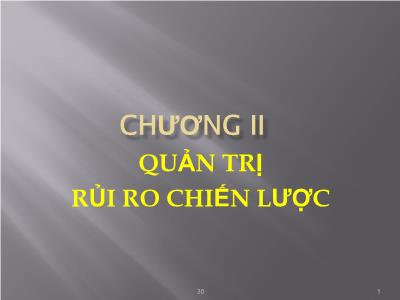 Bài giảng Quản trị rủi ro - Chương II: Quản trị rủi ro chiến lược