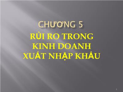 Bài giảng Quản trị rủi ro - Chương V: Rủi ro trong kinh doanh xuất nhập khẩu