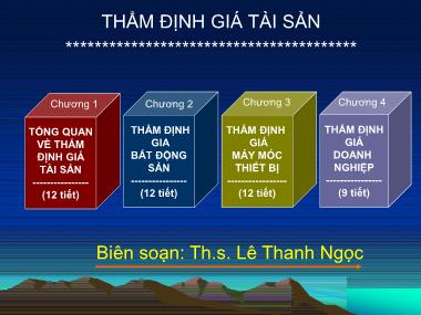 Bài giảng Thẩm định giá tài sản - Chương 1: Tổng quan về thẩm định giá tài sản - ThS. Lê Thanh Ngọc