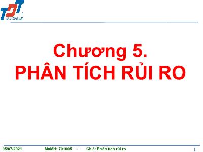 Bài giảng Tin học ứng dụng trong kinh doanh 1 - Chương 5: Phân tích rủi ro