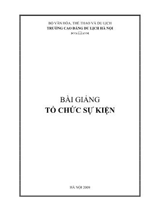 Bài giảng Tổ chức sự kiện (Phần 1)