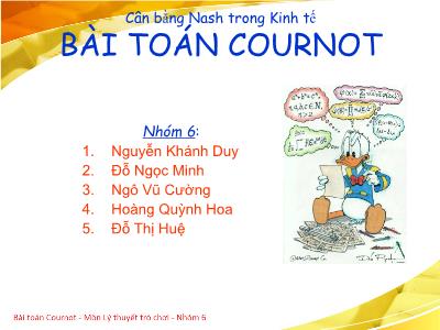 Bài tập nhóm: Bài toán Cournot