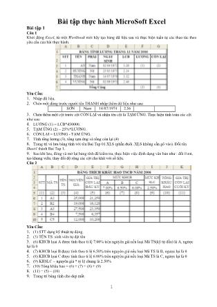 Bài tập thực hành MicroSoft Excel