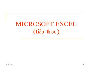 Bài thực hành 10: Microsoft Excel (Tiếp theo)