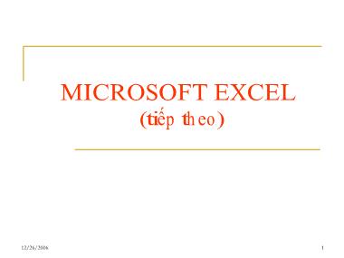 Bài thực hành 12: Microsoft Excel (Tiếp theo)