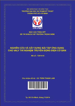 Báo cáo Nghiên cứu và xây dựng bài tập ứng dụng cho valy thí nghiệm truyền động điện cơ bản (Phần 1)