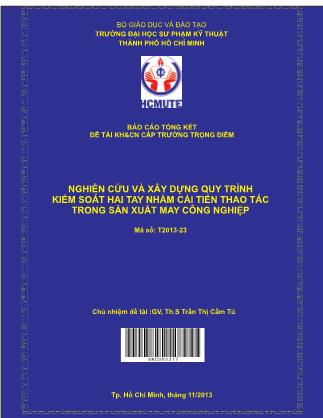 Báo cáo Nghiên cứu và xây dựng quy trình kiểm soát hai tay nhằm cải tiến thao tác trong sản xuất may công nghiệp (Phần 1)