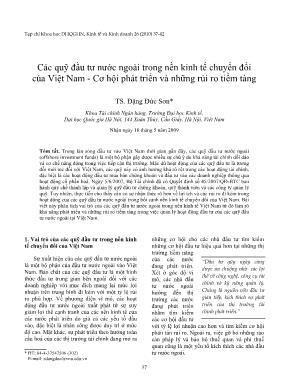 Các quỹ đầu tư nước ngoài trong nền kinh tế chuyển đổi của Việt Nam - Cơ hội phát triển và những rủi ro tiềm tàng