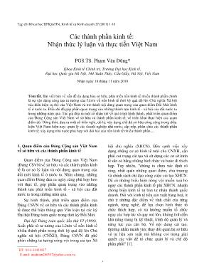 Các thành phần kinh tế: Nhận thức lý luận và thực tiễn Việt Nam