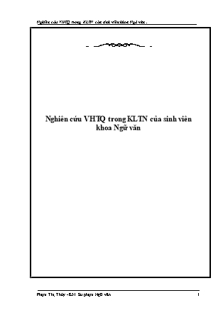 Đề tài Nghiên cứu văn học Trung Quốc trong khóa luận tốt nghiệp của sinh viên khoa Ngữ văn trường Đại học Tổng hợp Hà Nội (1966 - 2000)