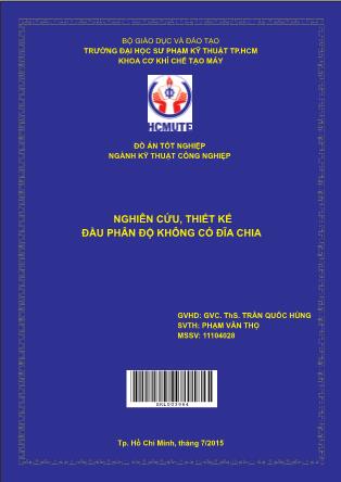 Đồ án Nghiên cứu, thiết kế đầu phân độ không có đĩa chia (Phần 1)