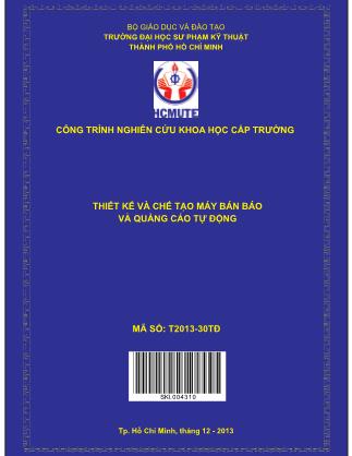 Đồ án Thiết kế và chế tạo máy bán báo và quảng cáo tự động (Phần 1)