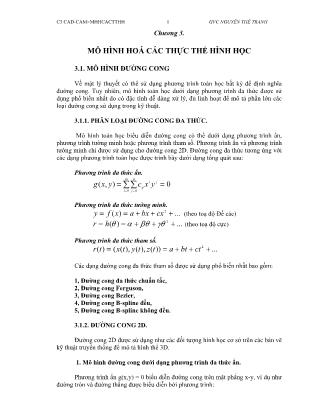 Giáo trình Công nghệ Cad cam - Chương 3: Mô hình hoá các thực thể hình học - Nguyễn Thế Tranh