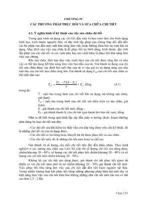 Giáo trình Công nghệ sửa chữa đầu máy diezel - Chương IV: Các phương pháp phục hồi và sửa chữa chi tiết