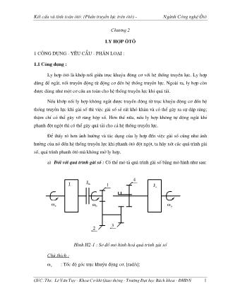 Giáo trình Kết cấu và tính toán ôtô: (Phần truyền lực trên ôtô) - Chương 2: Ly hợp ôtô